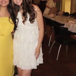 Rebecca Taylor White Appliqué Tiered Ruffle Mini Dress